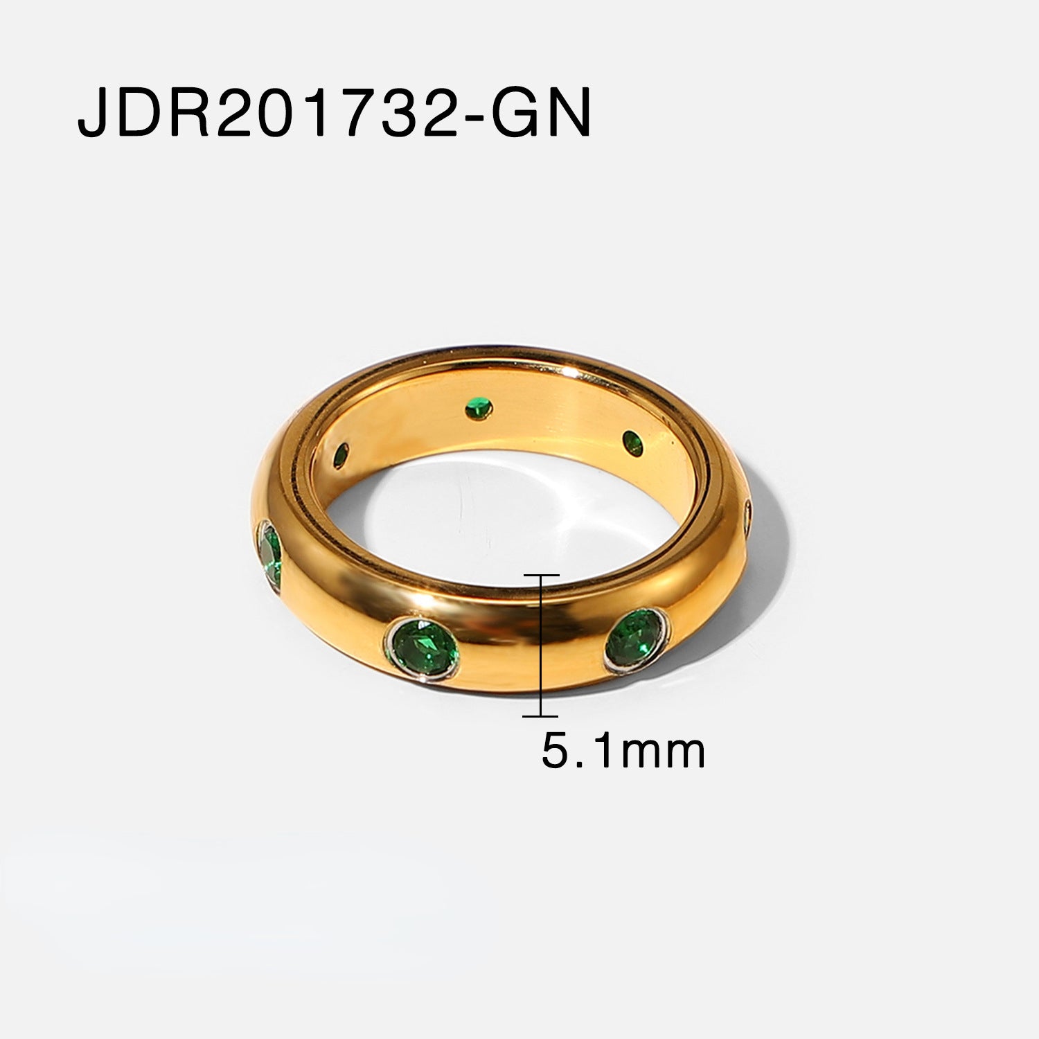 Wholesale 18K Gold Stainless Steel Retro Micro Set Green/pink/white Zircon Ring